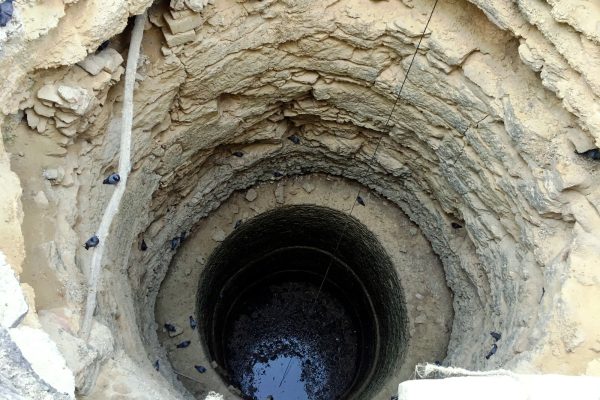 Top view of deep well without water Top view of deep well without water